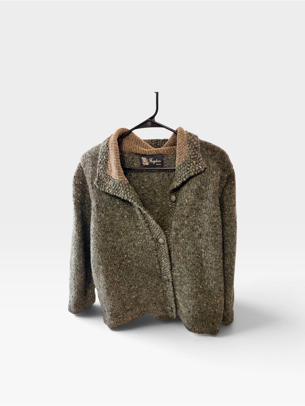🍀 Rare Vintage Foxglove Ireland Mixed-Media Knit Cardigan